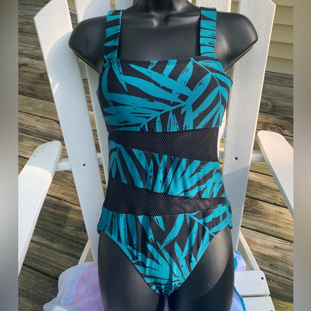Carmen Marc Valvo Teal Black One Piece Swimsuit Teal Cove Please Read Sizing